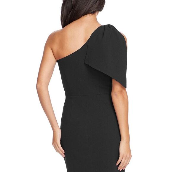 Dress The Population Tiffany One Shoulder Bow Black Midi Sheath Medium M NWT - Picture 6 of 10